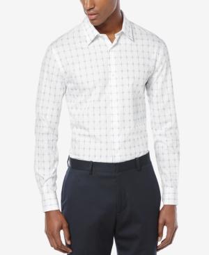 Perry Ellis Men's Space-dye Windowpane Check Long-sleeve Shirt