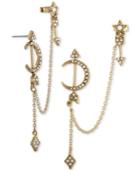 Rachel Rachel Roy Gold-tone Pave Moon & Star Chain Cuff Earrings