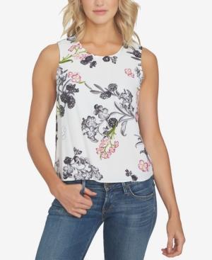 1.state Floral-print Split-back Top