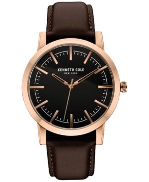 Kenneth Cole New York Men's Brown Leather Strap Watch 44x51mm 10030809
