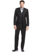 Lauren By Ralph Lauren Black Vested Solid Slim-fit Suit