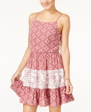 Emerald Sundae Juniors' Printed Ruffled Peasant Dress