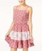 Emerald Sundae Juniors' Printed Ruffled Peasant Dress