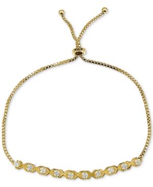 Giani Bernini Cubic Zirconia X/o Adjustable Slider Bracelet In 18k Gold-plated Sterling Silver, Only At Macy's