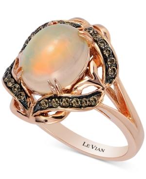 Le Vian Chocolatier Neapolitan Opal (1-9/10 Ct. T.w.) & Diamond (1/5 Ct. T.w.) Ring In 14k Rose Gold
