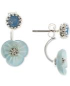 Lonna & Lilly Silver-tone Colored Stone & Imitation Mother-of-pearl Flower Front-back Earrings