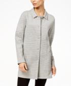 Eileen Fisher Point-collar Herringbone-print Jacket, Regular & Petite