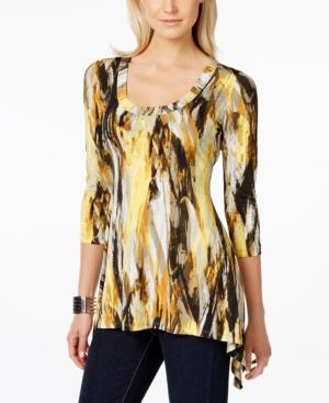 Karen Kane Brushstroke-print High-low Top