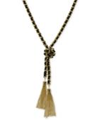 Guess Gold-tone And Black Chain Tassel Necklace
