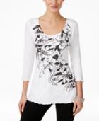 Miraclesuit Floral-print Three-quarter-sleeve Top