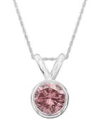 14k White Gold Necklace, Pink Diamond Bezel Pendant (1 Ct. T.w.)