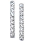 B. Brilliant Cubic Zirconia Pave Stick Earrings In Sterling Silver