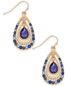 Inc International Concepts Gold-tone Blue Crystal Nested Teardrop Earrings, Only At Macy's