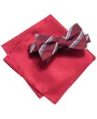 Alfani Red Bow Tie & Solid Pocket Square Set, Created For Macy's