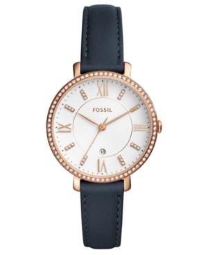Fossil Women's Jacqueline Blue Leather Strap Watch 36mm
