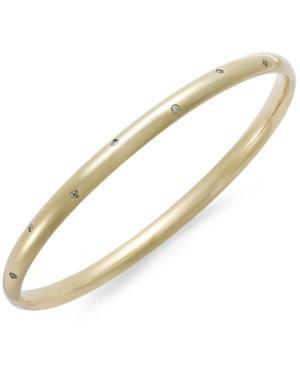 14k Gold Diamond Accent Dome Bangle Bracelet