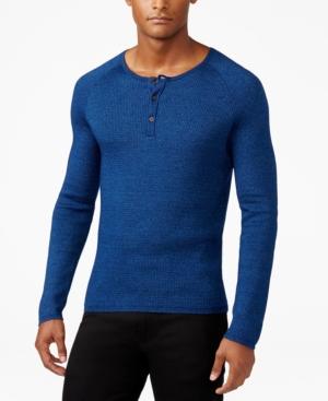 Vince Camuto Men's Waffle-knit Thermal Henley Sweater