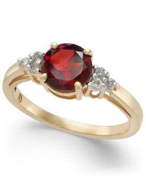 Garnet (1-5/8 Ct. T.w.) & Diamond (1/10 Ct. T.w.) Ring In 14k Gold