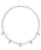 Eliot Danori Silver-tone Imitation Pearl And Pave Collar Necklace
