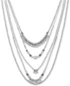 Lucky Brand Silver-tone Beaded Multi-strand Statement Necklace