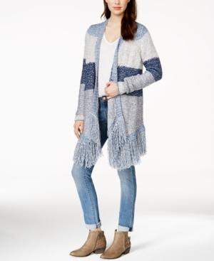 Lucky Brand Striped Fringe Cardigan