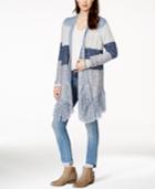 Lucky Brand Striped Fringe Cardigan