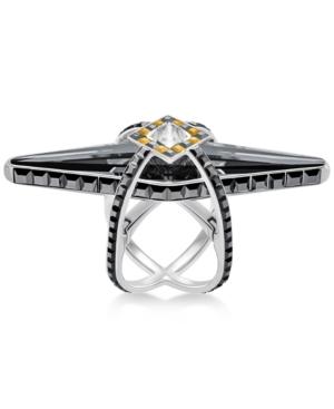 Swarovski Two-tone Black & Silver Crystal Ring