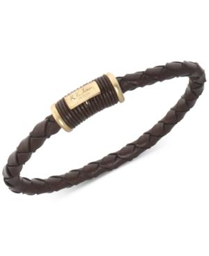 R.t. James Men's Leather Braided Logo Bracelet, A Macy's Exclusive Style
