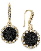 Inc International Concepts Gold-tone Jet Glitter Halo Drop Earrings, Only At Macy's
