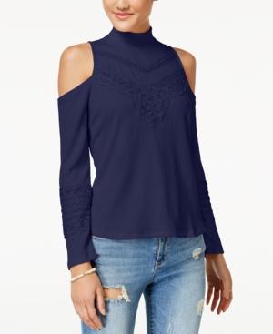 American Rag Juniors' Crocheted Cold-shoulder Top, Created For Macy's
