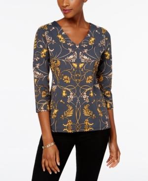 Charter Club Scroll-print Top, Created For Macy's