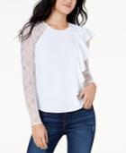 Guess Tanika Lace-sleeve Ruffled Top