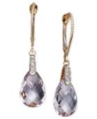 14k Rose Gold Earrings, Pink Amethyst And Diamond Accent Pear Brio Earrings (5-1/5 Ct. T.w.)