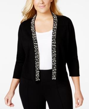 Calvin Klein Plus Size Bead-trim Knit Shrug