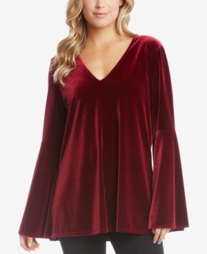 Karen Kane Velvet Bell-sleeve Top