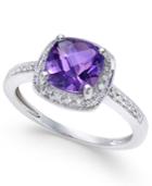 Amethyst (1-1/5 Ct. T.w.) And Diamond (1/10 Ct. T.w.) Ring In 14k White Gold