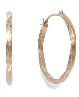Diamond-cut Hoop Earrings In 10k Rose Gold