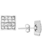 Diamond Square Cluster Stud Earrings (1-1/2 Ct. T.w.) In 14k White Gold