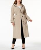 London Fog Plus Size Hooded Maxi Trench Coat