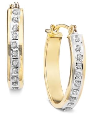Diamond Accent Earrings, 14k Gold Hoops