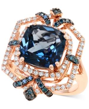 Effy London Blue Topaz (4-3/4 Ct. T.w.) And Diamond (1/2 Ct. T.w.) Ring In 14k Rose Gold