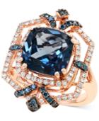 Effy London Blue Topaz (4-3/4 Ct. T.w.) And Diamond (1/2 Ct. T.w.) Ring In 14k Rose Gold