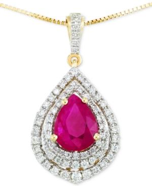 Rare Featuring Gemfields Certified Ruby (5/6 Ct. T.w.) And Diamond (1/4 Ct. T.w.) Pendant Necklace In 14k Gold