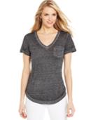 Style & Co. Sport V-neck Burnout Pocket Tee