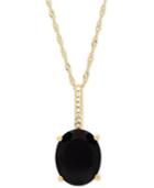 Onyx (10 X 8mm) & Diamond Accent 18 Pendant Necklace In 14k Gold