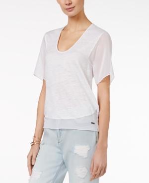 Armani Exchange Short-sleeve Sheer-panel Top, A Macy's Exclusive