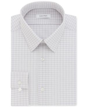 Calvin Klein Men's Steel Slim-fit Performance Purple Check Dress Shirt