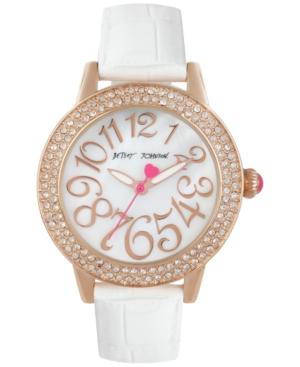Betsey Johnson Women's White Leather Strap Watch 33mm Bj00251-05