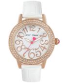 Betsey Johnson Women's White Leather Strap Watch 33mm Bj00251-05