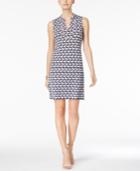 Charter Club Printed Split-neck Shift Dress, Created For Macy's